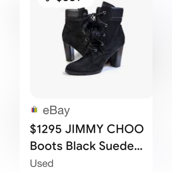 Jimmy Choo Elba 95 Black Suede Boots With Fur Pom Poms!🖤 - Picture 11 of 11